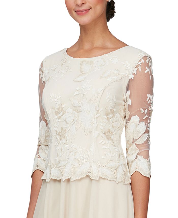 Alex Evenings Embroidered Lace A-Line Dress - Macy's