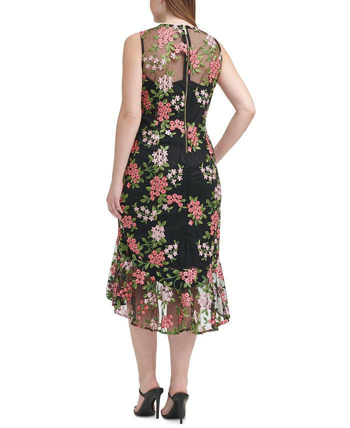 Calvin Klein Plus Size Floral-Embroidered Midi Dress - Macy's