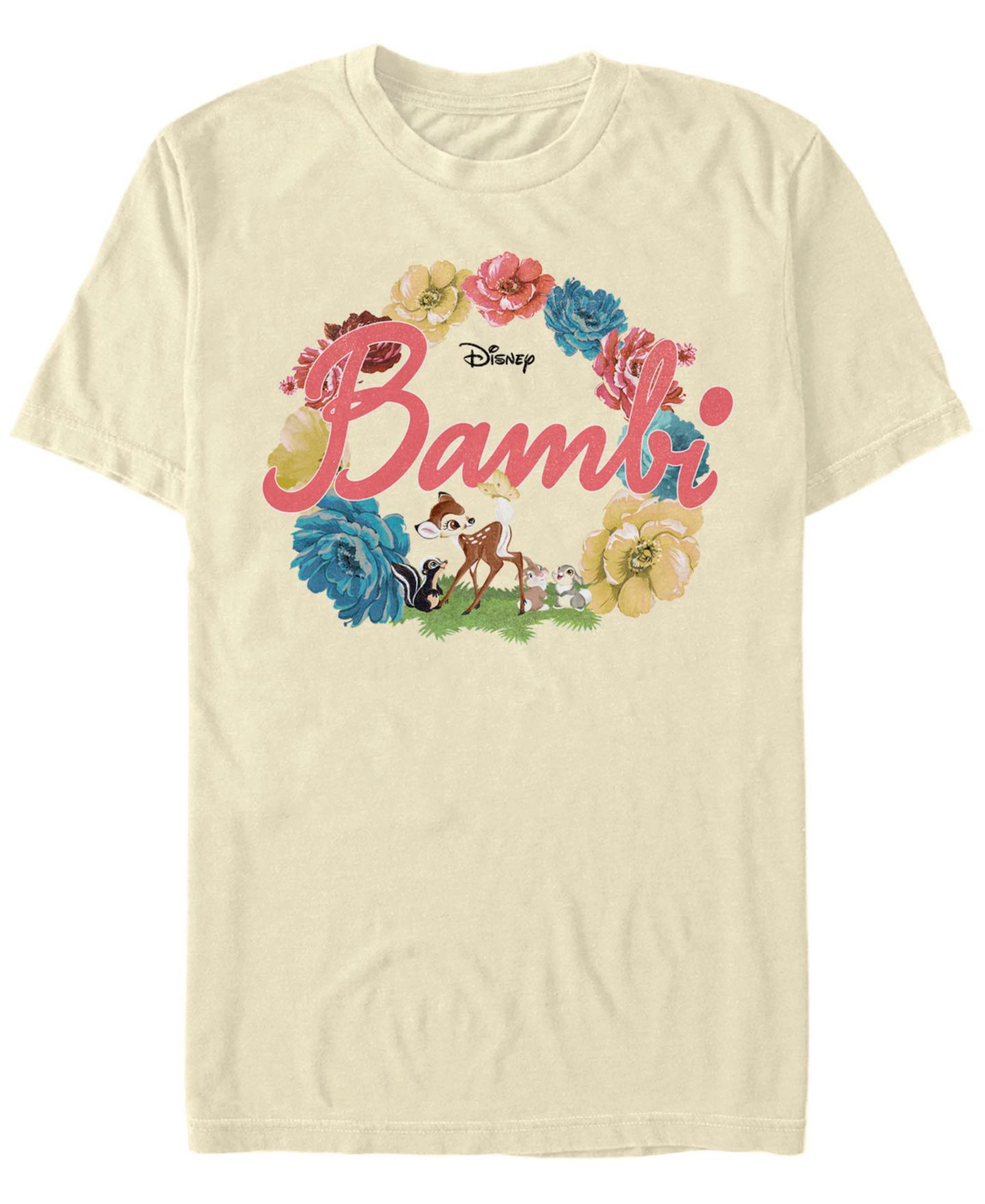 Мужская футболка Fifth Sun Bambi Bambi Flowers Short Sleeve, цвет: Натуральный — фото 1