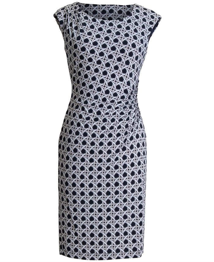 Connected Printed Side-Ruched Sheath Dress - Macy's