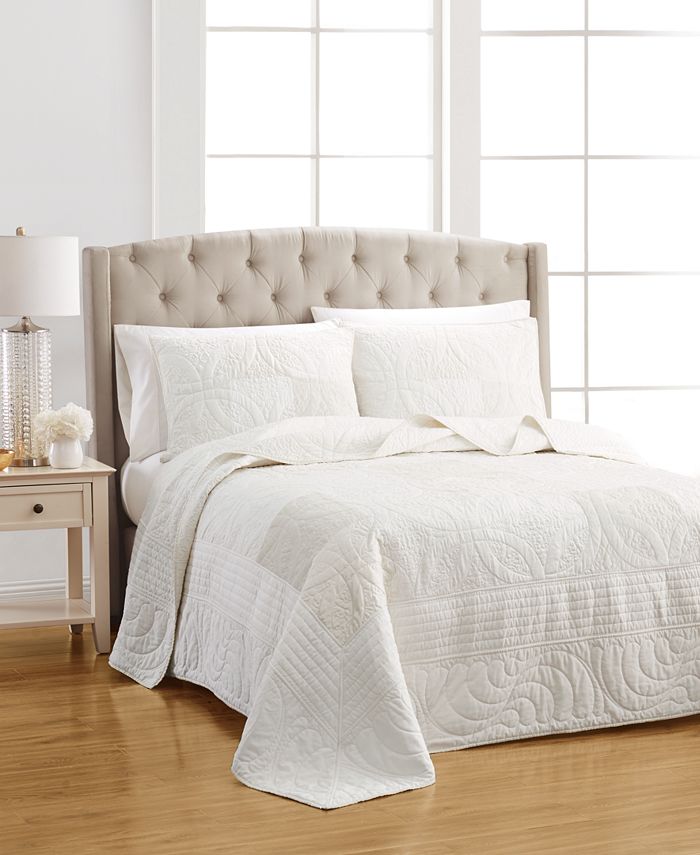 Martha Stewart Collection - Wedding Rings 100% Cotton Queen Bedspread, Created for Macy's