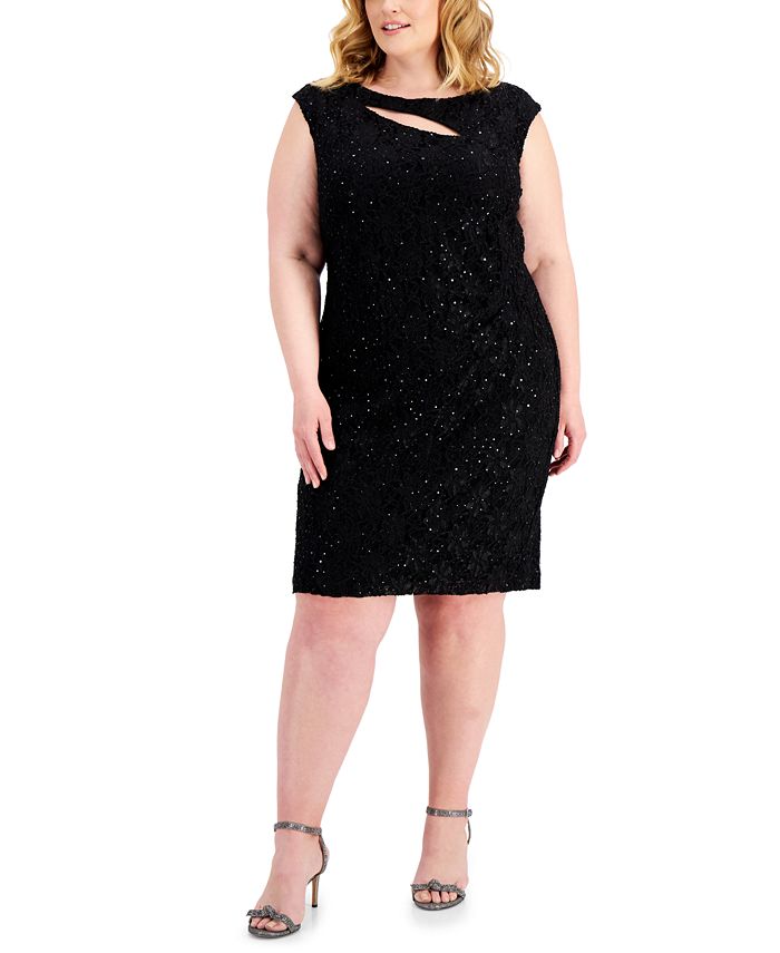 Connected Plus Size Cutout Lace Sheath Dress - Macy's