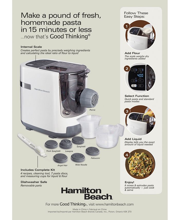Hamilton Beach 86650 Electric Pasta Maker Macy's