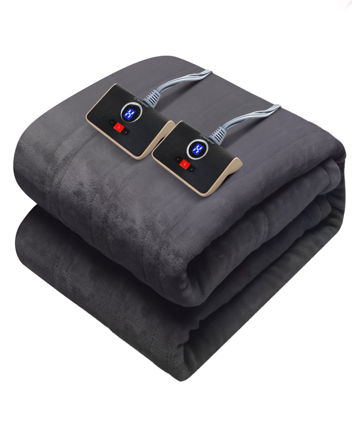 Westinghouse Reversible Heated Velour Blanket, Twin In Charcoal