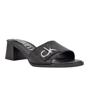 Calvin Klein Women's Amber Logo Block Heel Dress Sandals Women's Shoes