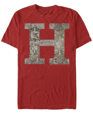 Fifth Sun Men's Vintage-Like Hogwarts Short Sleeve Crew T-shirt