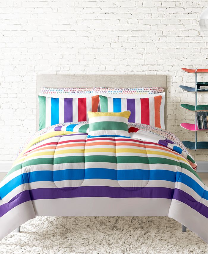 Sunham Rainbow Stripe 12Pc. Reversible King Comforter Set, Created for