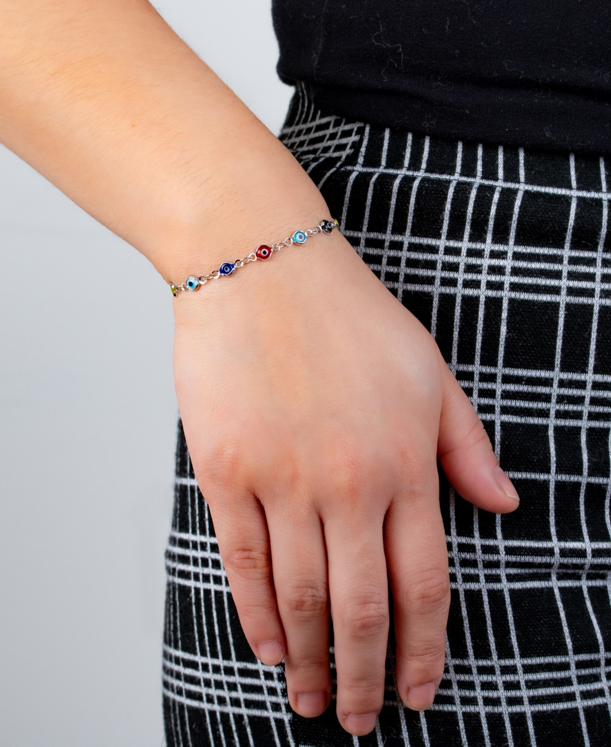 Multi color Glass Guardian Eye Adjustable Bracelet in Gold or Silver Plated