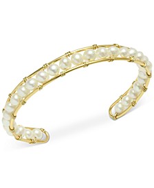 Cultured Freshwater Pearl (5mm) Cuff Bracelet in 14k Gold-Plated Sterling Silver