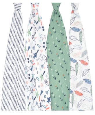 Baby Boys Printed Muslin Swaddles, Pack of 4
