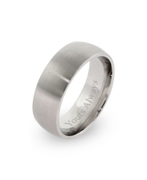Eve's Jewelry Men's 7mm Brushed Stainless Steel " Yours Always" Wedding Band