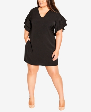 CITY CHIC PLUS SIZE DOUBLE FRILL DRESS