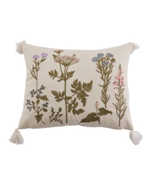 Levtex Apolonia Floral Embroidered Decorative Pillow, 14" X 18" In Green
