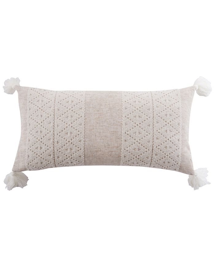 Levtex Home Sanira Diamond Applique Tassel Decorative Pillow, 12