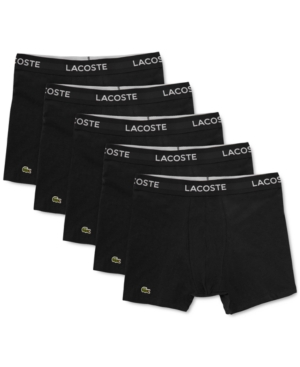 Lacoste Men's 5 Pack Cotton Boxer Brief Underwear In Black