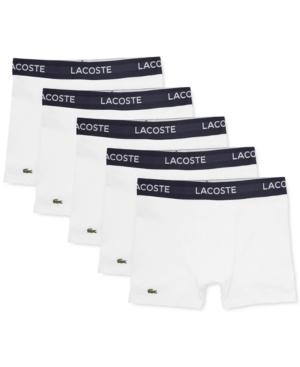 Shop Lacoste Men's 5 Pack Cotton Boxer Brief Underwear In White