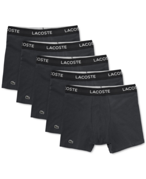 Shop Lacoste Men's 5 Pack Cotton Boxer Brief Underwear In Charcoal