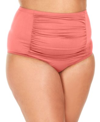 Becca ETC - Plus Size Solid Color Code Shirred Front High-Waist Bottoms