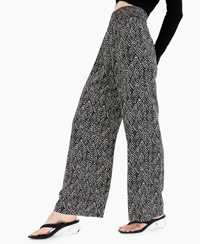 Bar III Printed Wide-Leg Pants, Created for Macy's & Reviews - Pants & Capris - Women - Macy's
