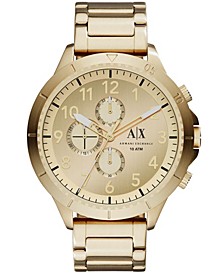 Men's Chronograph Gold Tone Stainless Steel Bracelet Watch 50mm