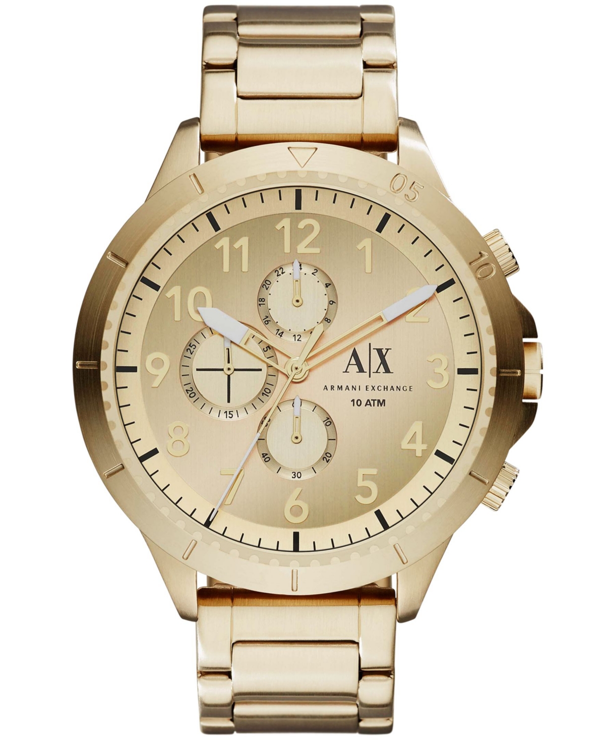 A|X Armani Exchange Men's Chronograph Gold Tone Stainless Steel Bracelet Watch 50mm - Gold Tone