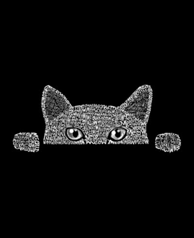 LA Pop Art Women's Word Art Peeking Cat T-Shirt