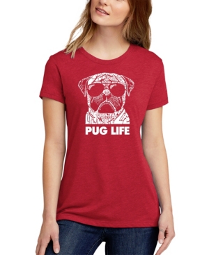 La Pop Art Women's Word Art Pug Life T-shirt In Red