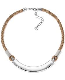 Silver-Tone Curved Bar & Braided Rope Statement Necklace, 17"+ 2" extender, Created for Macy's
