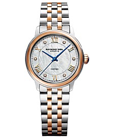 Women's Swiss Automatic Maestro Diamond Accent Two-Tone Stainless Steel Bracelet Watch 31mm