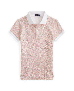 Big Girls Floral Stretch Mesh Polo
