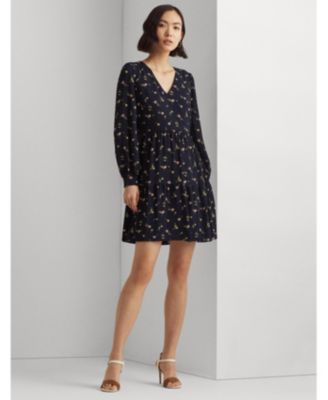 lauren ralph lauren petite floral crepe midi dress