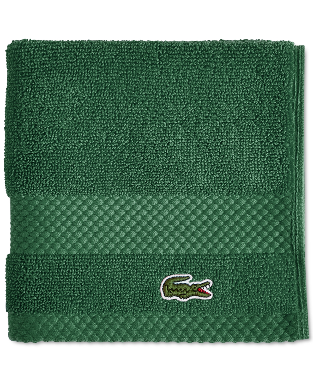 Lacoste Home Heritage Anti-microbial Supima Cotton Washcloth, 13" X 13" In Croc Green