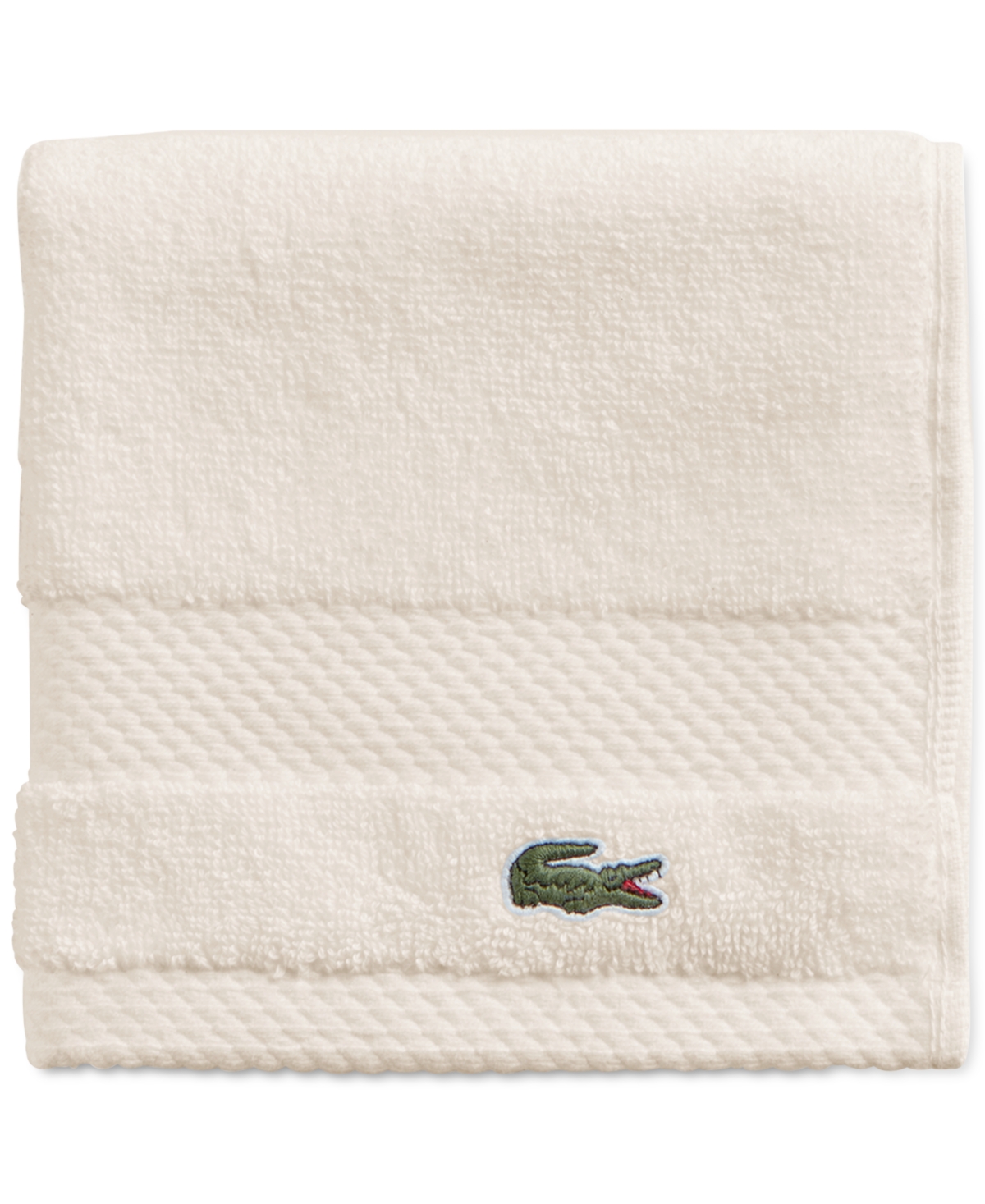 Lacoste Home Heritage Anti-microbial Supima Cotton Washcloth, 13" X 13" In Chalk