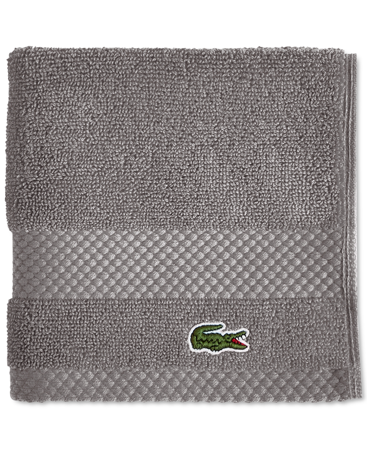 Lacoste Home Heritage Anti-microbial Supima Cotton Washcloth, 13" X 13" In Meteorite