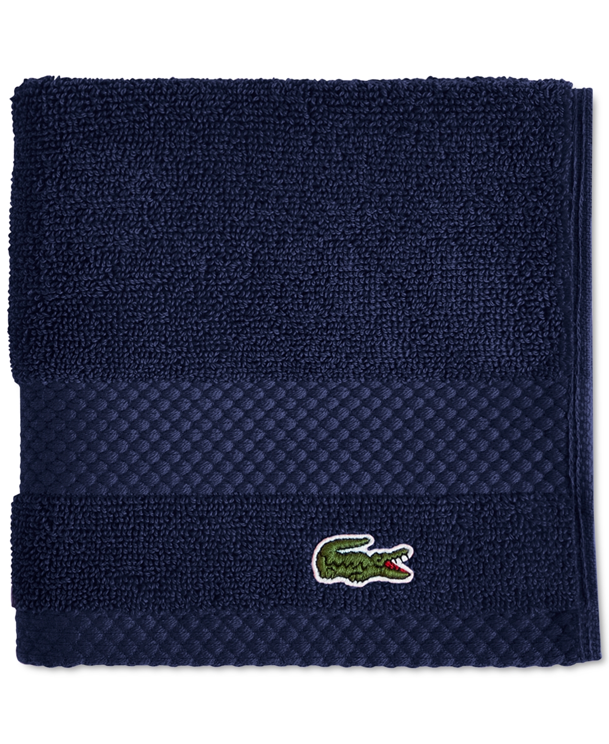 Lacoste Home Heritage Anti-microbial Supima Cotton Washcloth, 13" X 13" In Navy