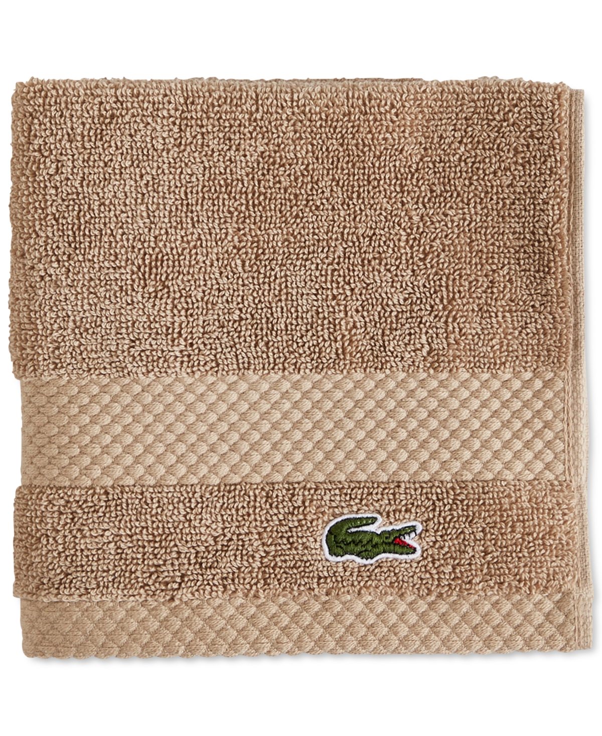 Lacoste Home Heritage Anti-microbial Supima Cotton Washcloth, 13" X 13" In Sand