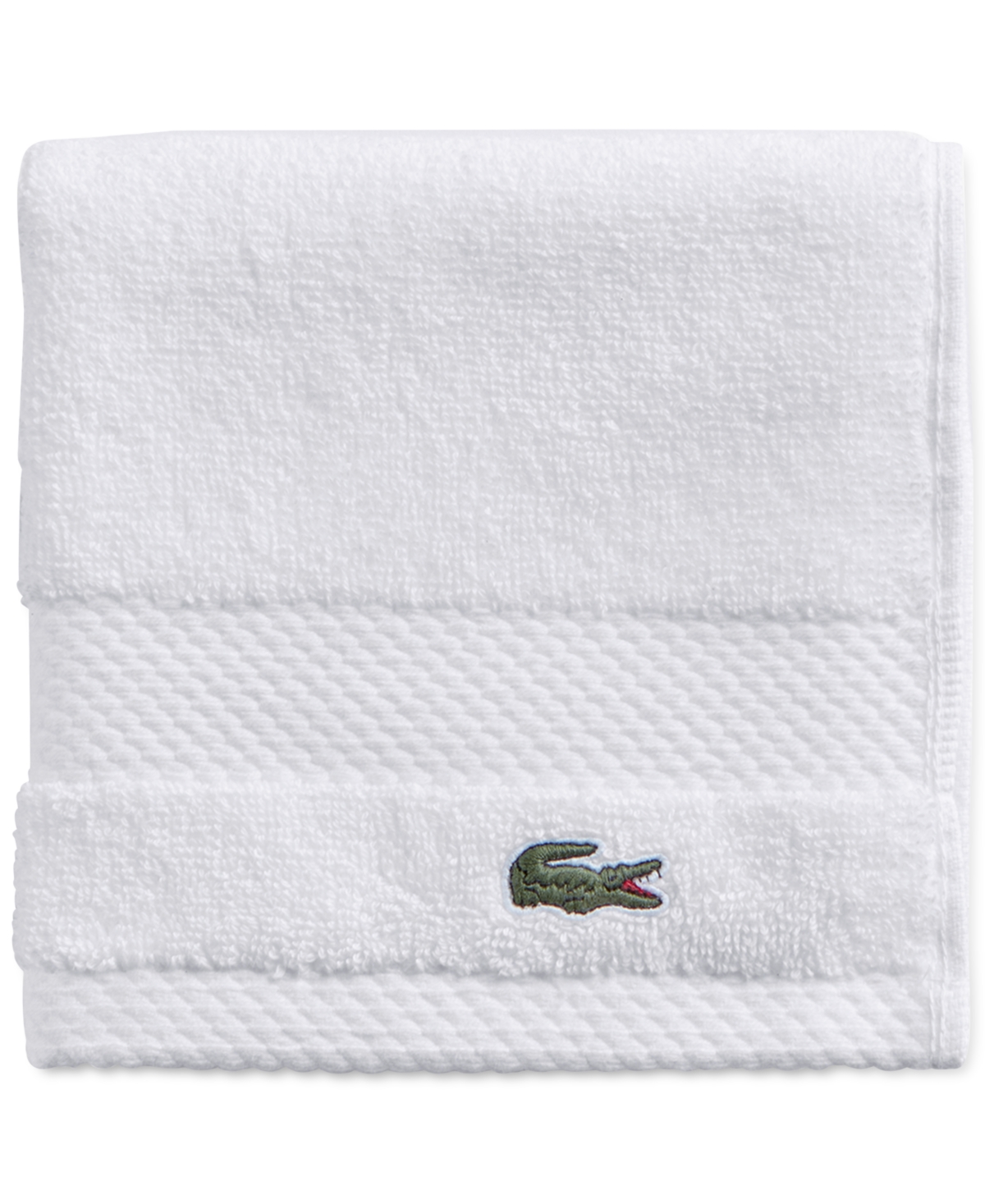 Lacoste Home Heritage Anti-microbial Supima Cotton Washcloth, 13" X 13" In White