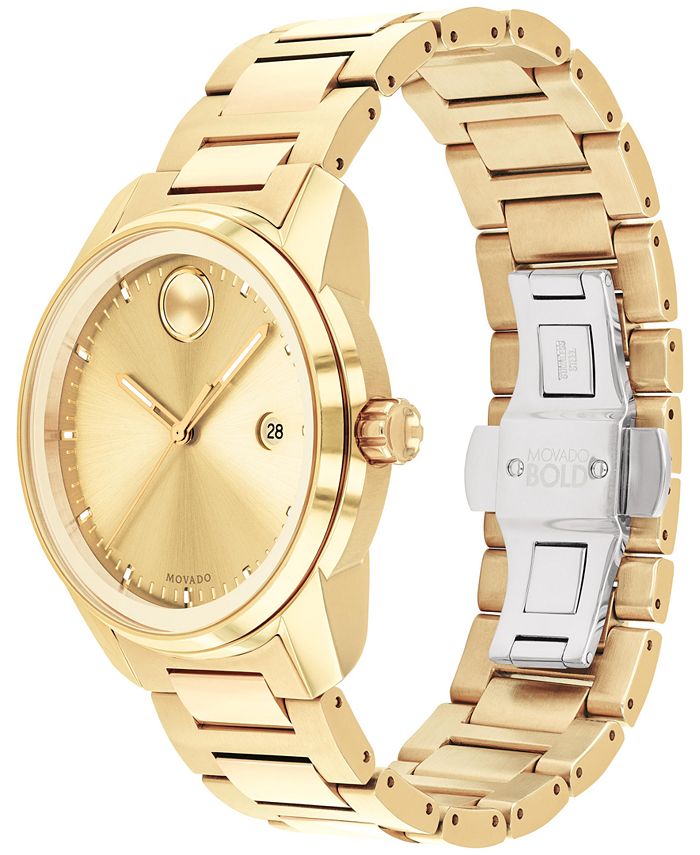 Movado Men's Swiss Bold Verso Gold Ion-Plated Steel Bracelet Watch 42mm ...