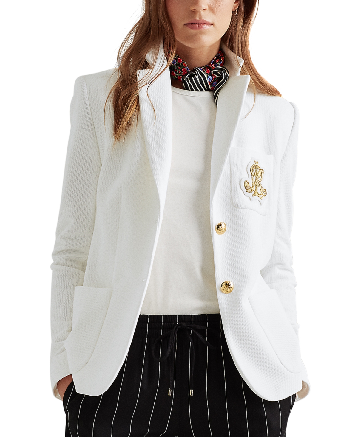 Lauren Ralph Lauren Bullion Jacquard Blazer, Regular & Petite In White