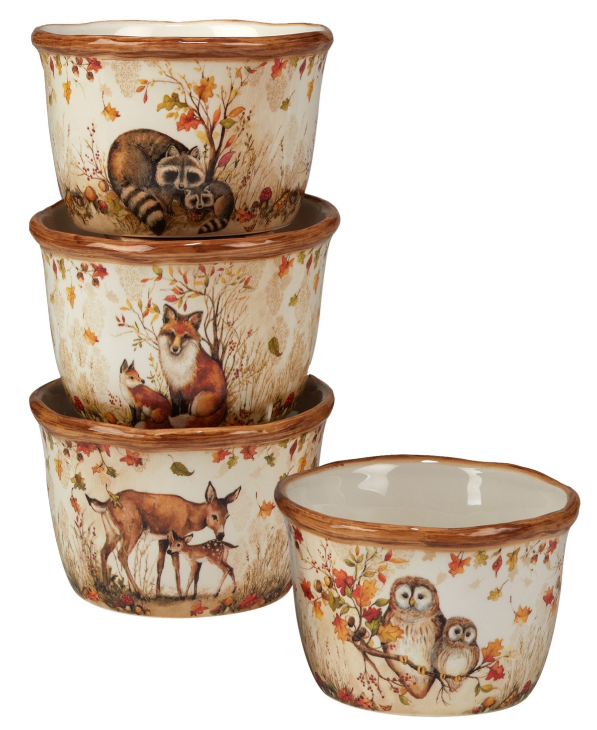 Certified International Pine Forest Set Of 4 Ice Cream Bowl In Multicolor