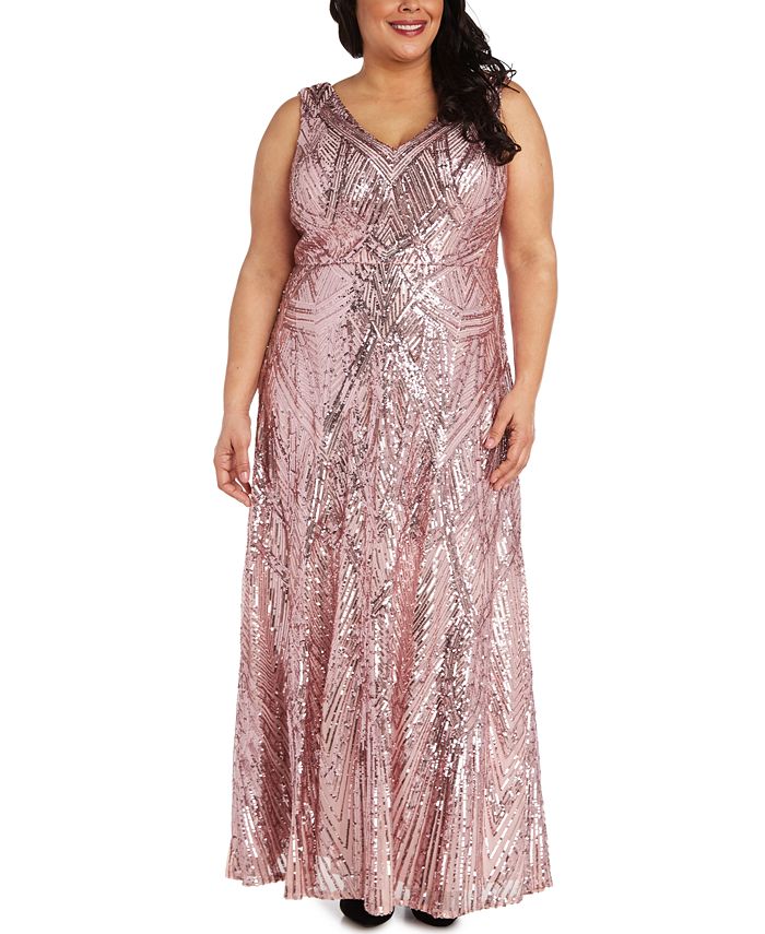 nightway plus size sequin flowy gown