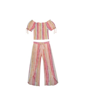 Rare Editions Big Girls Stripe Tulip Pant Set 2 Piece Set