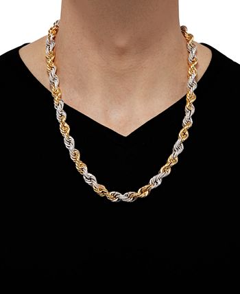 Macy's - Cubic Zirconia Two-Tone Rope Link 24" Chain Necklace in Sterling Silver & 24k Gold-Plate