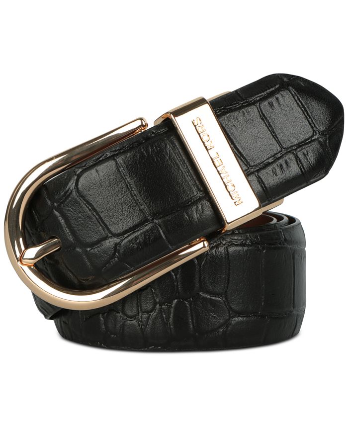 Michael Kors Reversible Smooth Leather and Croc Belt & Reviews - Belts -  Handbags & Accessories - Macy's