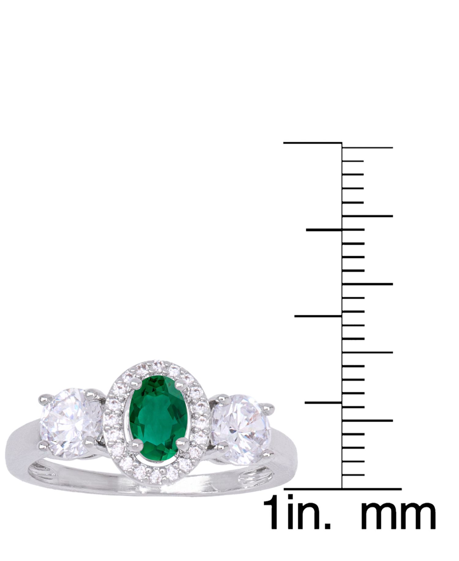 Simulated Emerald Oval Halo 3 Piece, Pendant, Earrings and Ring, Set in Silver Plate
