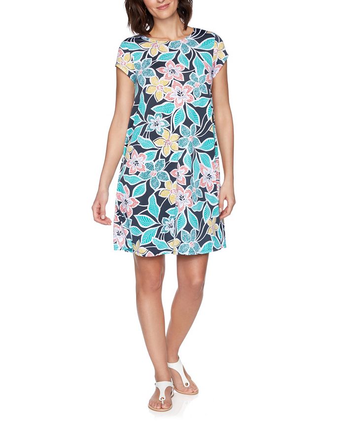 Ruby Rd. Plus Size Summer Floral Short Sleeve Dress - Macy's