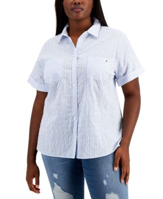 Alexander Striped Camp Shirt In Blue 