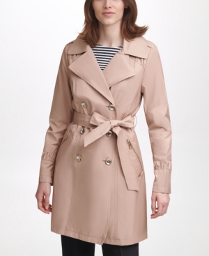 Karl Lagerfeld Classic Double Breasted Trench Coat In Khaki