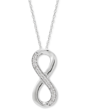 Macy's 241 Wear It Both Ways Diamond Infinity Pendant Necklace (1/8 Ct. T.w.) In 14k White Gold