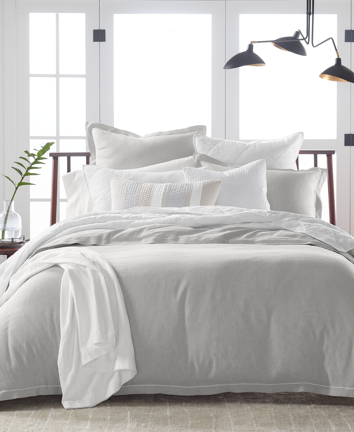 Shop Hotel Collection Linen/modal Blend Duvet Cover, King, Created For Macy's In Grey